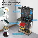 Tool Storage Workbench with Pegboard with 14 Hanging Accessories for Garage by LJGDeals