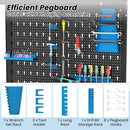 Tool Storage Workbench with Pegboard with 14 Hanging Accessories for Garage-Black and Blue
