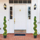 Pre-Lit Artificial Boxwood Spiral Topiary Tree Set of 2 with 100 LED Lights by LJGDeals