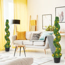 Pre-Lit Artificial Boxwood Spiral Topiary Tree Set of 2 with 100 LED Lights by LJGDeals