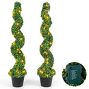 Pre-Lit Artificial Boxwood Spiral Topiary Tree Set of 2 with 100 LED Lights by LJGDeals