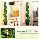 Pre-Lit Artificial Boxwood Spiral Topiary Tree Set of 2 with 100 LED Lights by LJGDeals