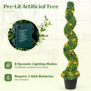 Pre-Lit Artificial Boxwood Spiral Topiary Tree Set of 2 with 100 LED Lights by LJGDeals