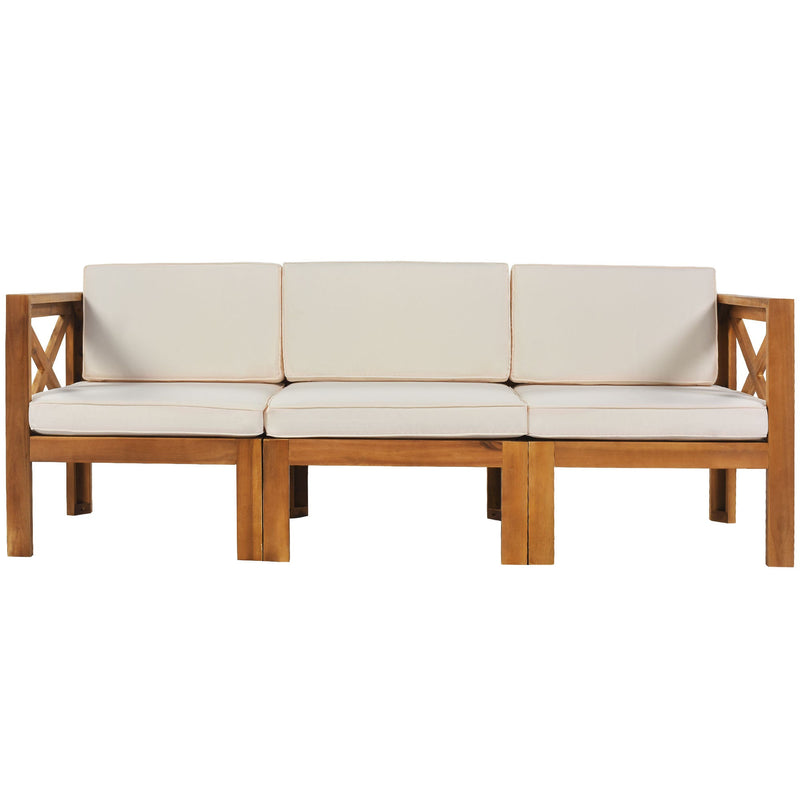 Topmax Outdoor Patio Wood 5-Piece Sectional Sofa Seating Group Set, photo 10 of 28