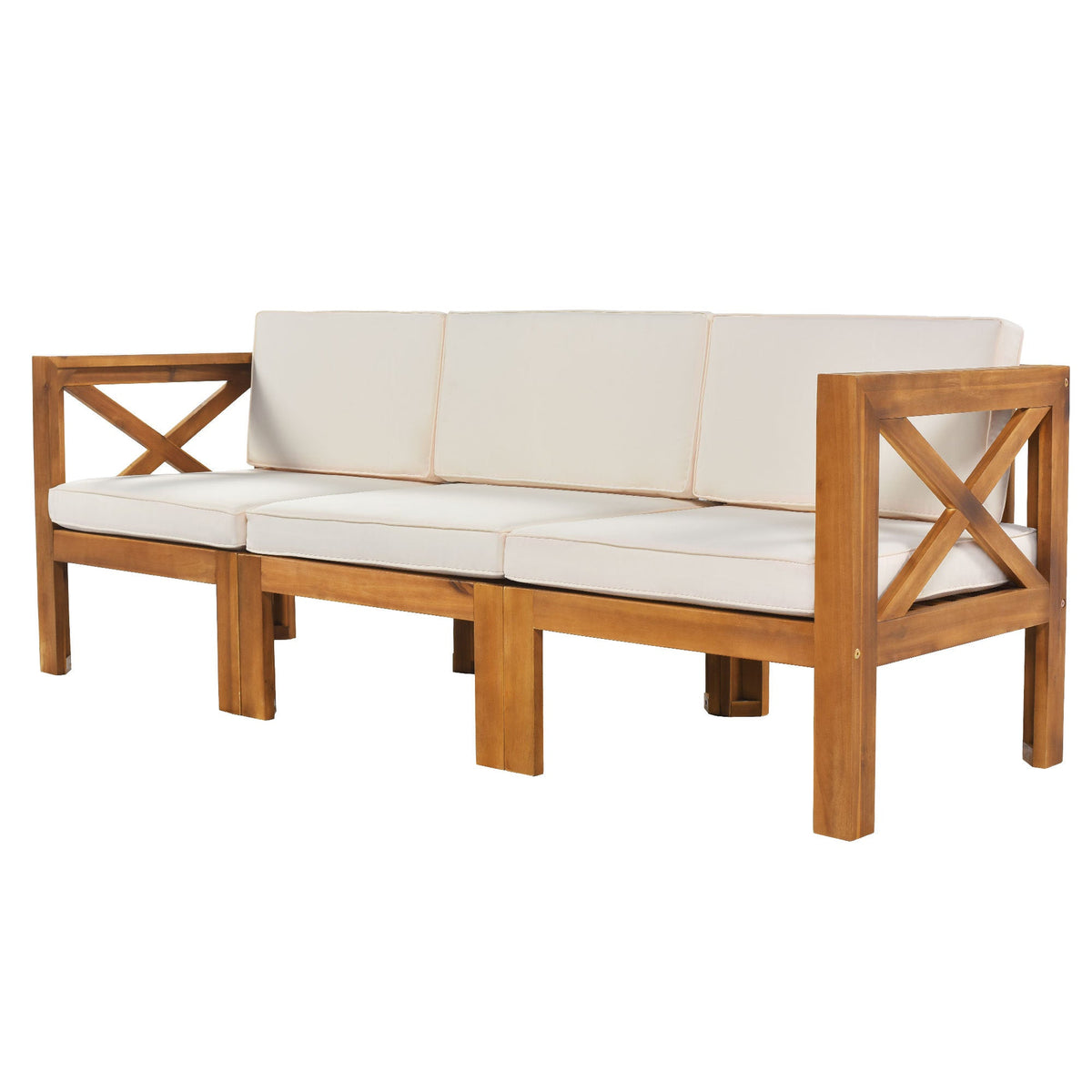 Topmax Outdoor Patio Wood 5-Piece Sectional Sofa Seating Group Set, photo 11 of 28