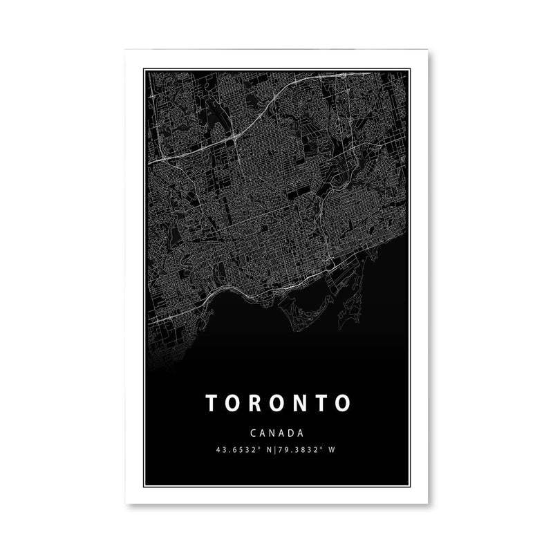 Toronto Black Map Canvas