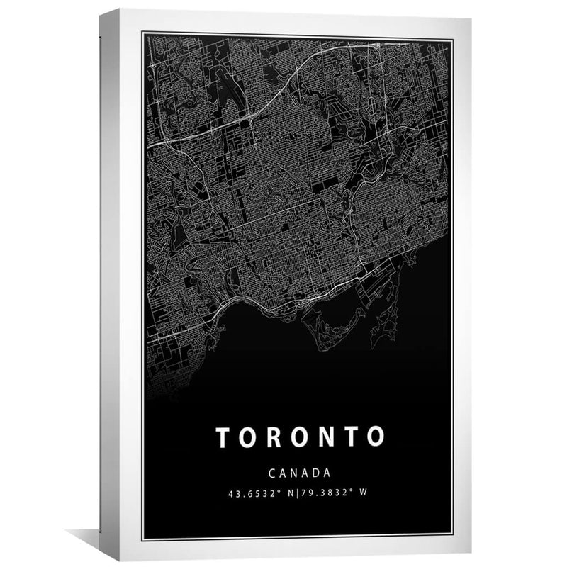 Toronto Black Map Canvas