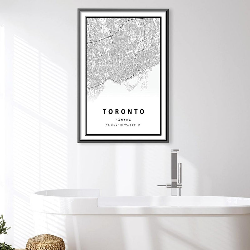 Toronto White Map Canvas