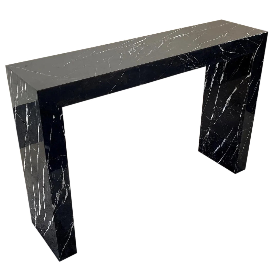 Toros Black Marble Rectangular Console Polished (W)12" (L)40" (H)30" angle view