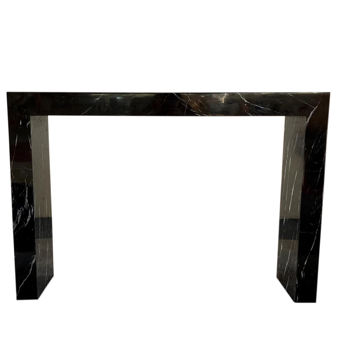 Toros Black Marble Rectangular Console Polished (W)12" (L)40" (H)30" front view