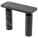 Toros Black Marble Designer Round Legs Console Polished (W)15" (L)40" (H)32" angle view
