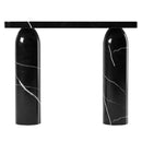 Toros Black Marble Designer Round Legs Console Polished (W)15" (L)40" (H)32" front view