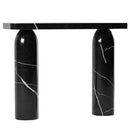 Toros Black Marble Designer Round Legs Console Polished (W)15" (L)40" (H)32" side view