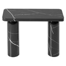 Toros Black Marble Designer Round Legs Console Polished (W)15" (L)40" (H)32" top front view