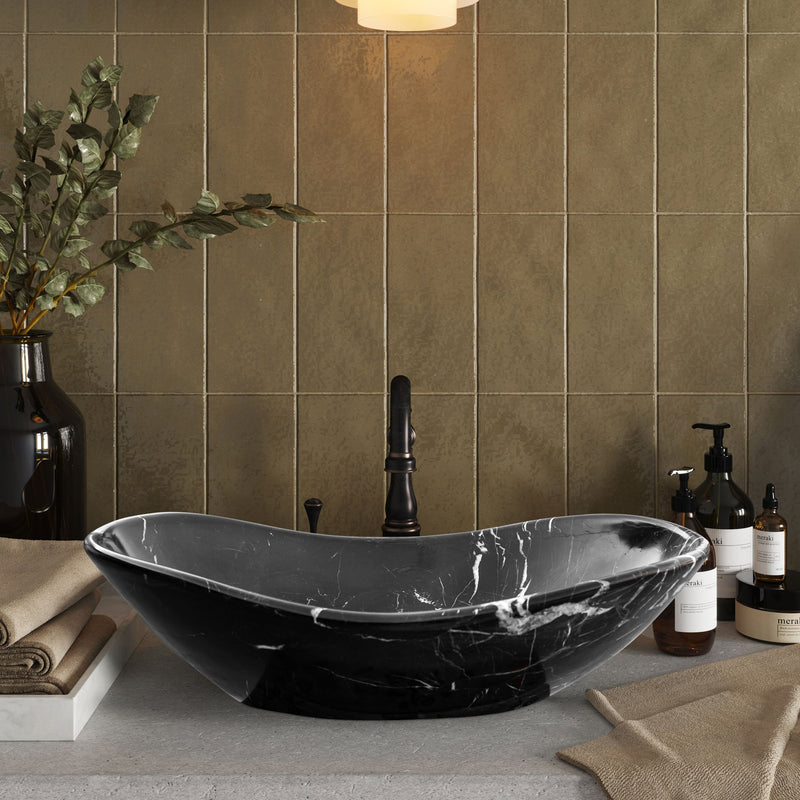 Toros Black Marble Above Vanity Gondola Design Bathroom Sink
