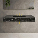 Honed Black Marble Wall Mount Rectangle Bathroom Sink 20 Inch