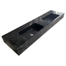 Black Marble 60 Inch Wall Mount Vanity With Double Bathroom Sinks