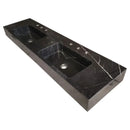 Black Marble 60 Inch Wall Mount Vanity With Double Bathroom Sinks
