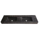 Black Marble 60 Inch Wall Mount Vanity With Double Bathroom Sinks