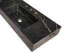 Black Marble 60 Inch Wall Mount Vanity With Double Bathroom Sinks