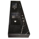 Black Marble 60 Inch Wall Mount Vanity With Double Bathroom Sinks