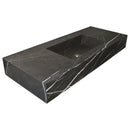 Honed Black Marble Wall Mount Rectangle Bathroom Sink 20 Inch
