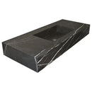 Honed Black Marble Wall Mount Rectangle Bathroom Sink 20 Inch