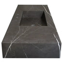 Honed Black Marble Wall Mount Rectangle Bathroom Sink 20 Inch
