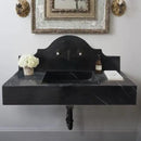 Black Marble Wall Mount Bathroom Sink Polished Backsplash 15 X 33 Inch