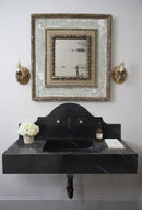 Black Marble Wall Mount Bathroom Sink Polished Backsplash 15 X 33 Inch