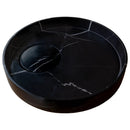 Polished Black Marble Circular Vessel Sink 17.5 Inches Bathroom