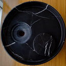 Polished Black Marble Circular Vessel Sink 17.5 Inches Bathroom