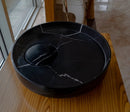 Polished Black Marble Circular Vessel Sink 17.5 Inches Bathroom