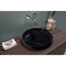 Polished Black Marble Circular Vessel Sink 17.5 Inches Bathroom