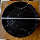 Polished Black Marble Circular Vessel Sink 17.5 Inches Bathroom