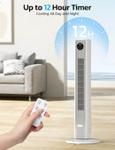 Tower Fan for Bedroom, 90° Oscillating Fan with 12H Timer, 37”Standing Fans with Remote, Bladeless Fan with 4 Modes & 3 Speeds