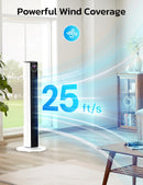Tower Fan for Bedroom, 90° Oscillating Fan with 12H Timer, 37”Standing Fans with Remote, Bladeless Fan with 4 Modes & 3 Speeds