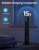 Tower Fan for Bedroom, 90° Oscillating Fan with 12H Timer, 37”Standing Fans with Remote, Bladeless Fan with 4 Modes & 3 Speeds