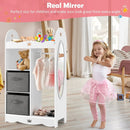 Kids Dress up Storage Costume Closet with Mirror and Toy Bins-White by LJGDeals