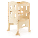 Folding Wooden Step Stool with Lockable Safety Rail for Toddler 3+ by LJGDeals