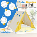 Kids Play Tent with Solid Wood Frame Holiday Birthday Gift & Toy for Boys & Girls-Yellow by LJGDeals