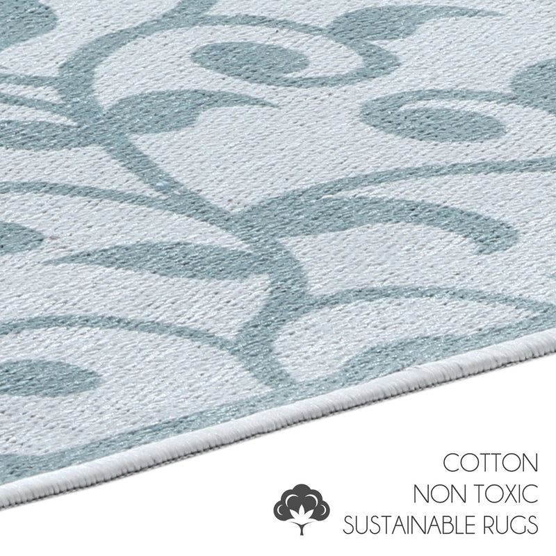 Floral Design 2 Piece Bathroom Rugs Set | Teal