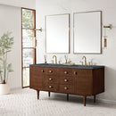 James Martin Amberly 72" Dual Mount Double Bathroom Vanity, Mid-Century Walnut