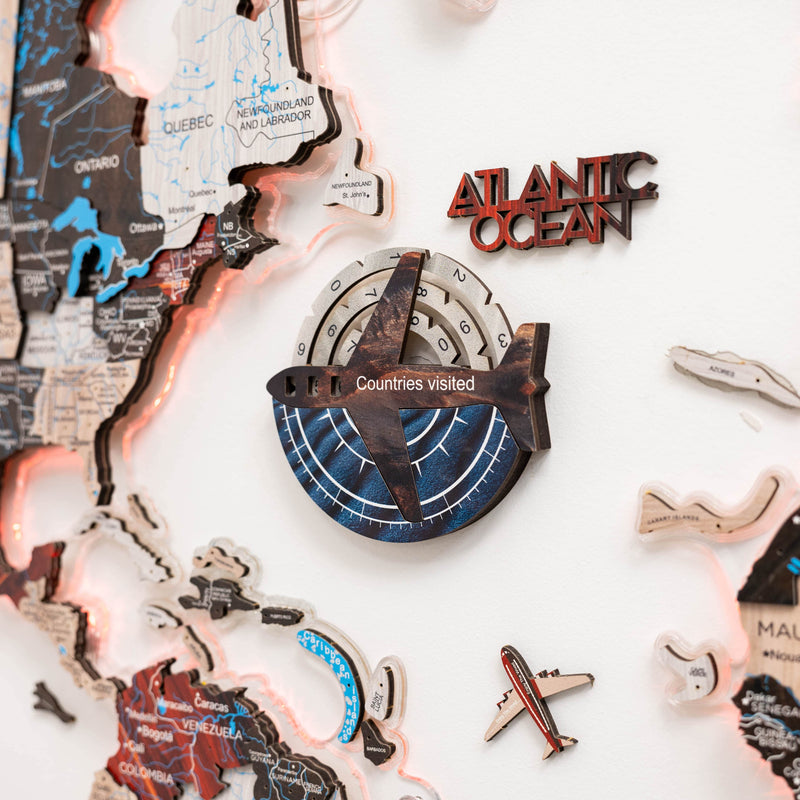 Travel Tracker 3D Colored Wooden World Map - Dune, photo 2 of 7