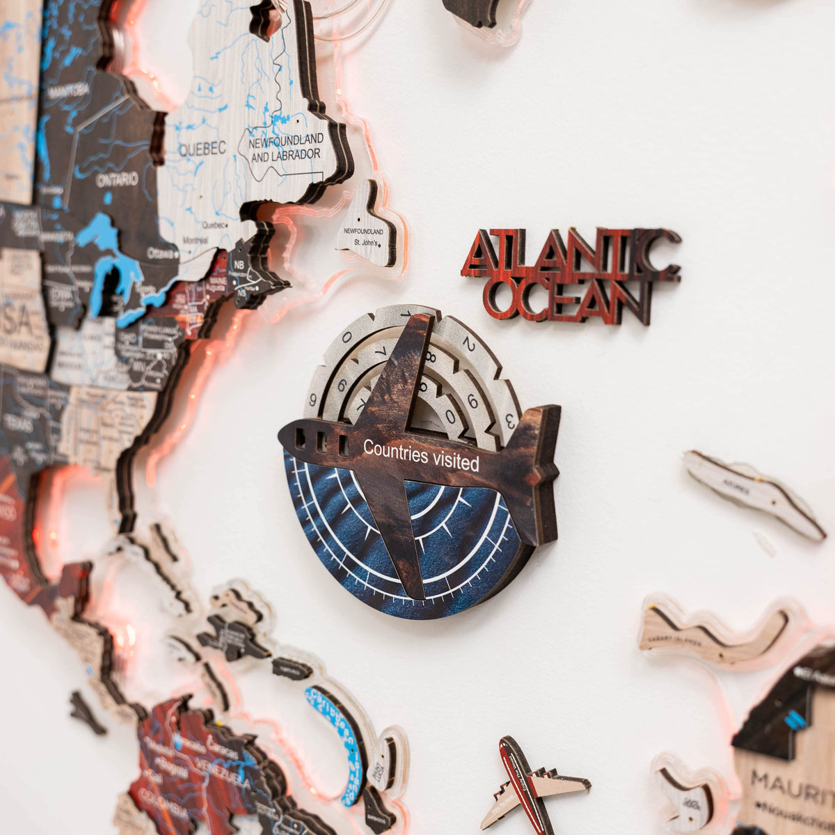 Travel Tracker 3D Colored Wooden World Map - Dune, photo 3 of 7