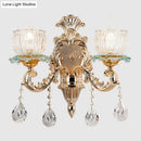 GobekUsa Traditional 2-Light Crystal Wall Mount Lamp in Gold - Elegant Restaurant Wall Lighting