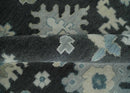 Black Beige and Silver Wool Traditional Oushak Area Rug - Hand Knotted Antique Look by The Rug Decor