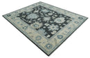 Black Beige and Silver Wool Traditional Oushak Area Rug - Hand Knotted Antique Look by The Rug Decor