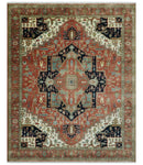 Traditional 9.11x13.8 Hand knotted Premium Fine Brown, Black and Ivory wool Area Rug by The Rug Decor