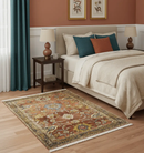Traditional Antique Turkish Design Rust And Blue Hand Knotted 4x5 Wool Area Rug by The Rug Decor